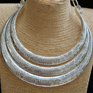 中国民族风特色少数民族藏银景颇族苗族银饰项圈复古舞蹈配饰演出