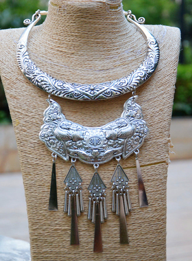 云南民族风少数民族彝族苗族藏银项圈项链古装汉服配饰演出配饰