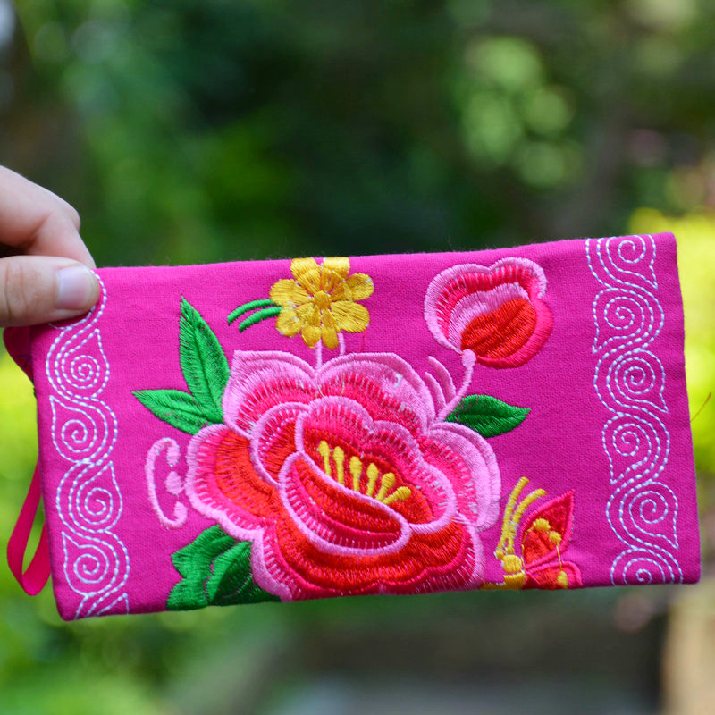 民族风迷你卡通刺绣钱包复古女士钱夹儿童零钱包硬币包节庆小礼品