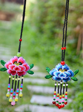 民族风长款毛衣链原创复古手工刺绣荷包百搭首饰民族服装演出配饰