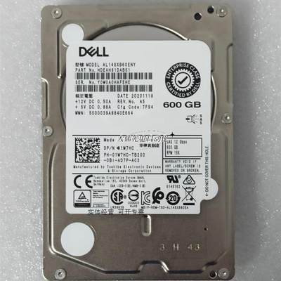 DellAL14SXB60ENY 01W7HC 600G 2.5寸15K 12GB SAS硬盘1W正品