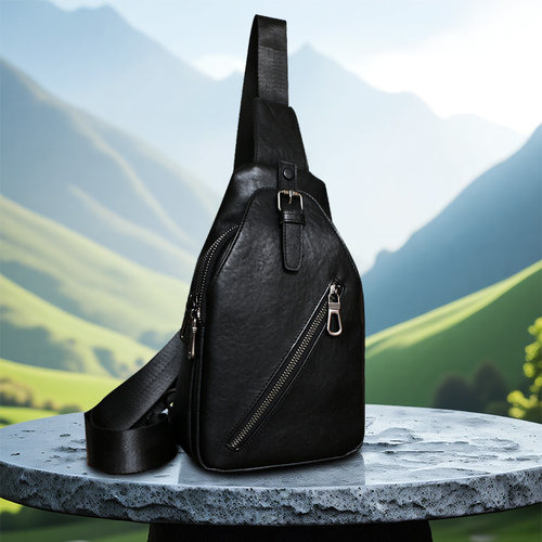 胸包男真皮头层牛皮休闲