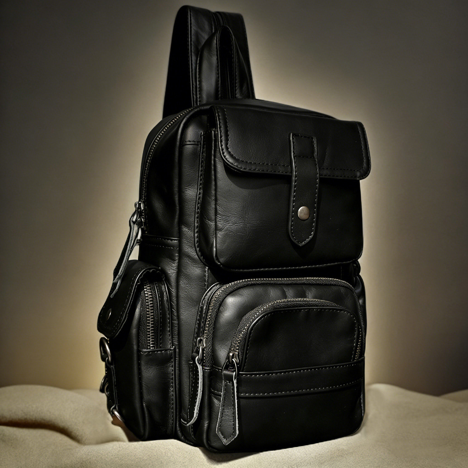 单肩包男款大容量大胸包男真皮斜挎包全皮多功能头层牛皮软皮新款