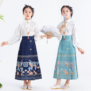 中国风女童古装马面裙套装小女孩薄款汉服裙夏季儿童童装明制唐装
