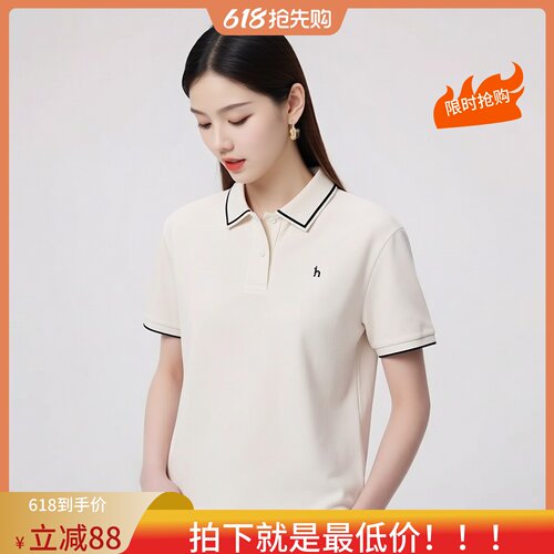 哈家夏季女宽松短袖POLO衫