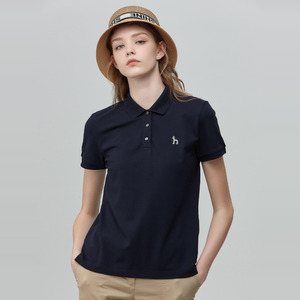 哈吉斯英伦风polo衫t恤女2025夏季新品气质体恤休闲短袖翻领上衣
