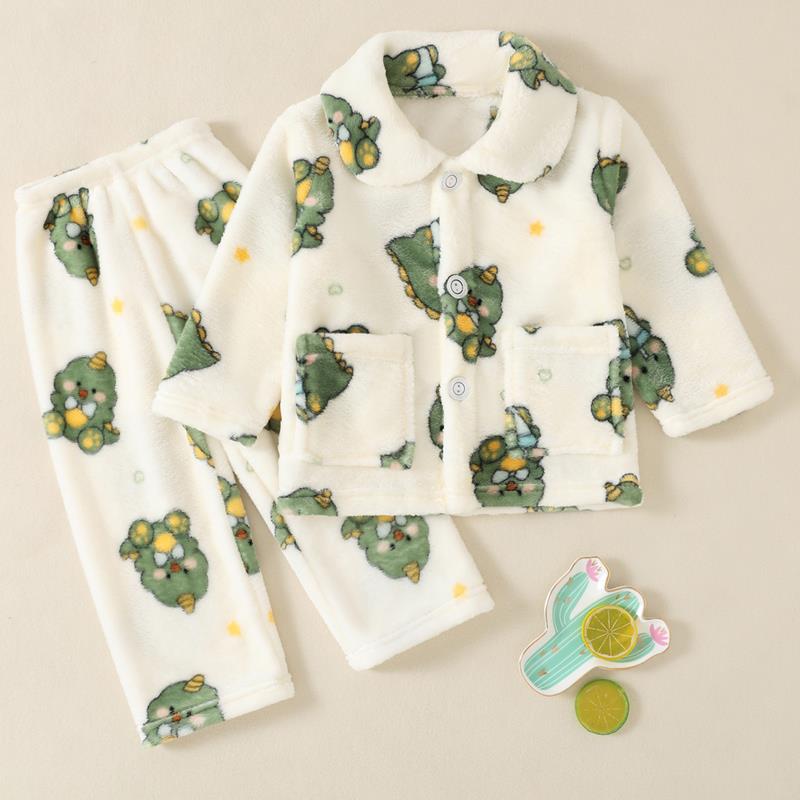 儿童秋冬季宝珊瑚绒睡衣0一1岁男宝婴儿2分体加厚4女孩法兰绒套装