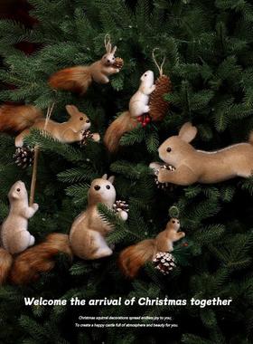 圣诞节christas decorations装饰品场景布置松鼠公仔圣诞树m挂件