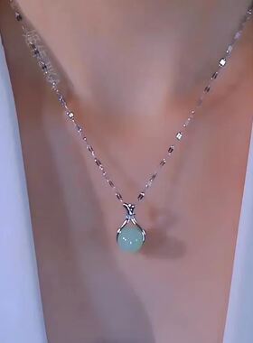 2026爆款银色小福袋女项链时尚百搭新中式轻奢吊坠项链女不掉色