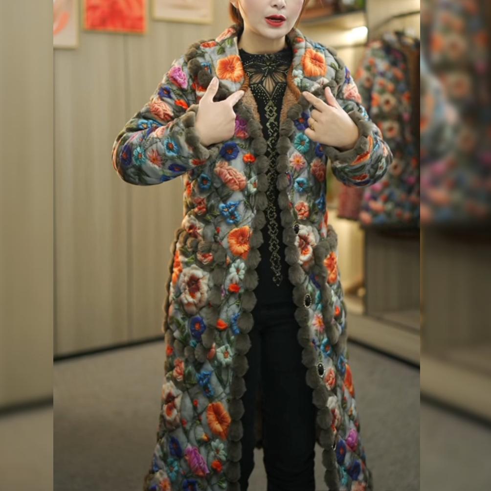 新款妈妈冬季加绒加厚棉衣长款中老年棉服洋气棉袄保暖大衣外套女