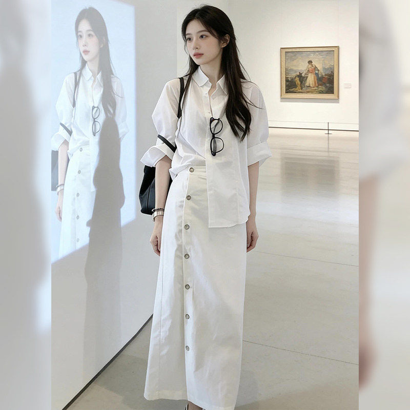 春季穿搭一整套2026高级感贵气御姐绝美轻熟风衬衫套装裙子两件套