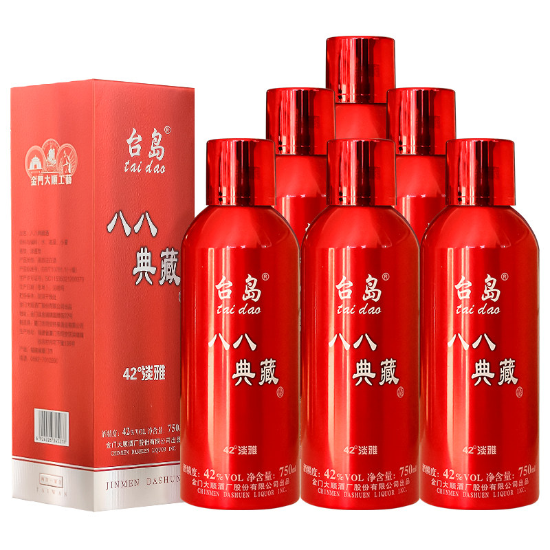 台岛(taidao)台湾高粱酒42度 750ml*6瓶礼盒装白酒厦门高度高粱酒