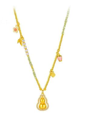 原创S925银镀金橄榄石锁骨链女款