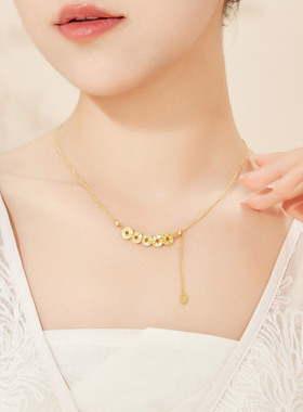 s925纯银碎冰冰五帝钱币项链女款