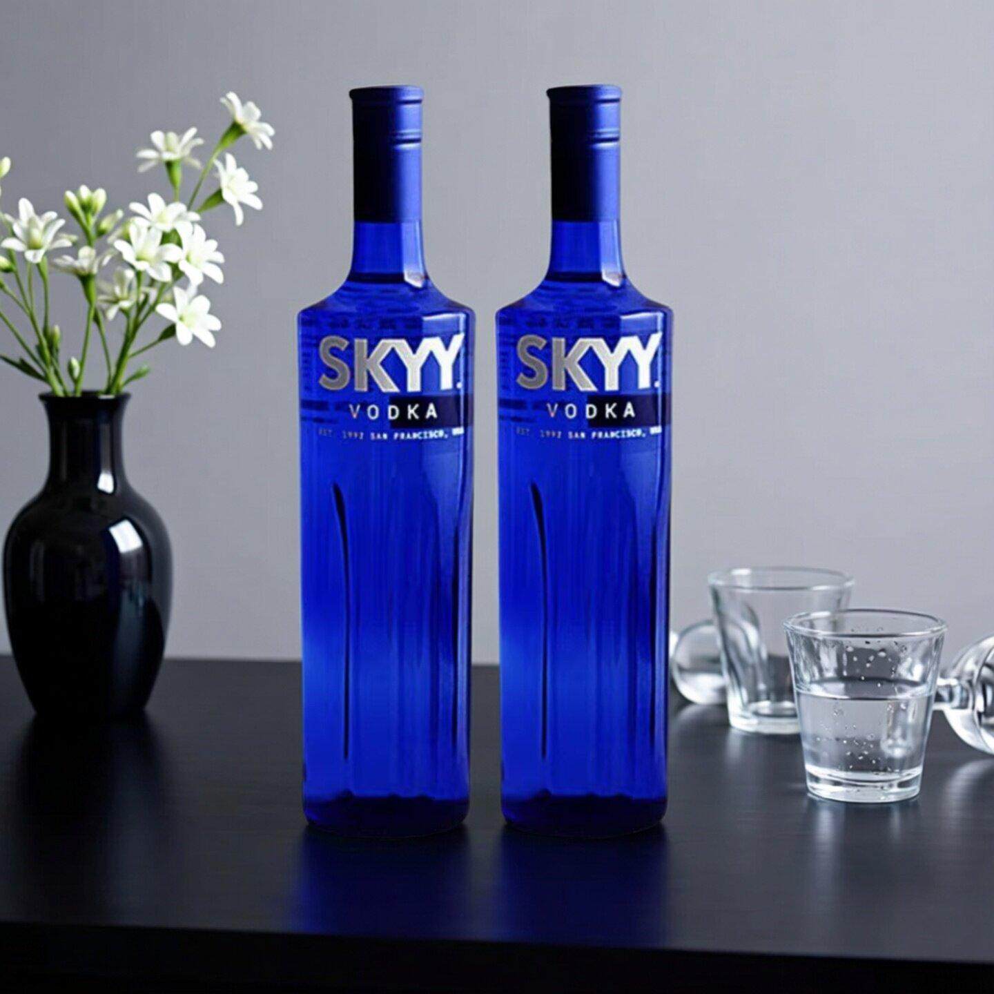 深蓝蓝天伏特加原味 SKYY VODKA 鸡尾酒基酒烈酒原装进口洋酒组合