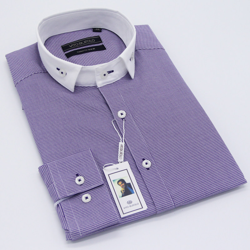 vito rufolo瓦尔德龙专柜衬衫男士长袖全棉商务休闲衬衫