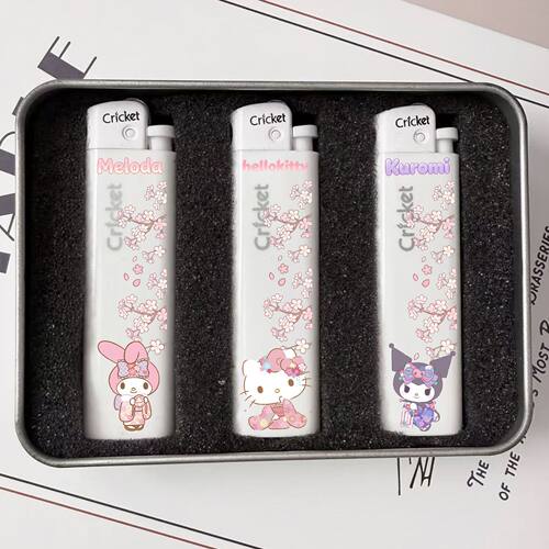 Cricket正品草蜢砂轮打火机创意三丽鸥系列高颜值一次性明火耐用