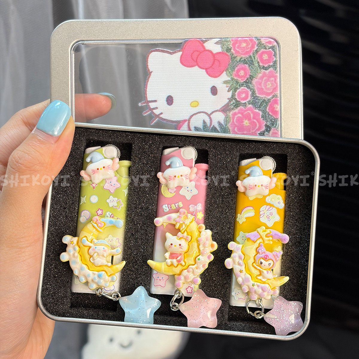 渐变色helloKitty凯蒂猫库洛米砂轮打火机创意手工diy一次性明火