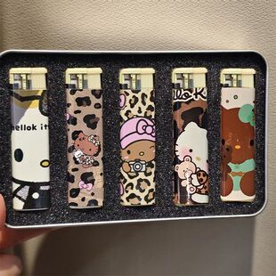 新款kt猫防风打火机创意包纸粉色火焰高颜值网红爆款送男友礼物