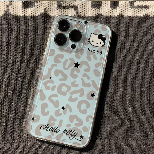雾霾蓝豹纹kt猫适用苹果16promax手机壳iPhone17可爱15个性13创意14plus小众12华为p70荣耀vivo小米红米OPPO