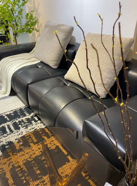 意式极简saba像素模块豆腐块真皮组合沙发别墅大平层客厅直排沙发