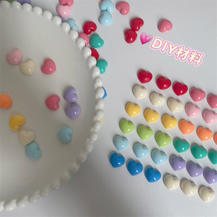 亮面马卡龙爱心 diy手工奶油胶树脂发夹配件手机壳贴片彩色小桃心
