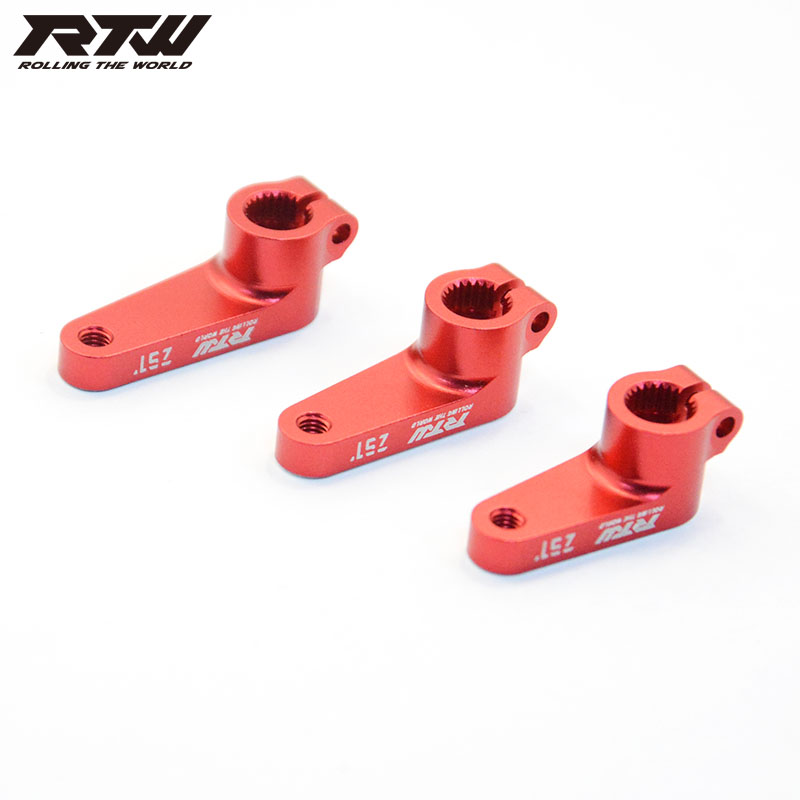 RTW舵机臂25T RC通用红色金属摆臂孔距16mm短款18mm中款20mm长款