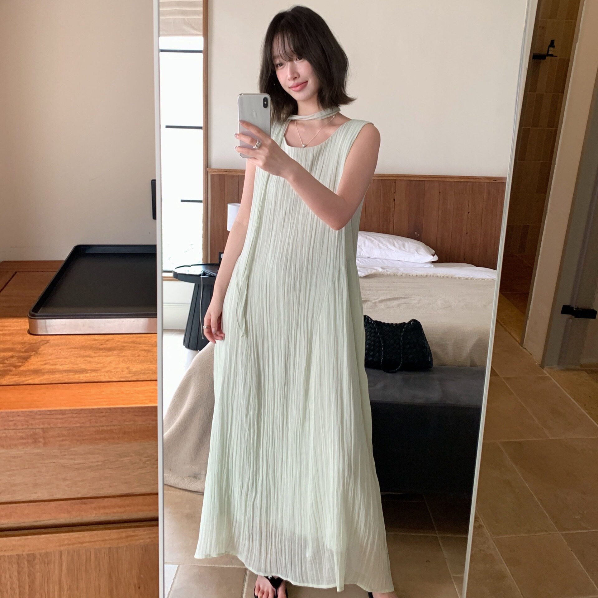 韩系褶皱气质仙儿连衣裙2026夏季休闲无袖长裙女2026夏季新品中