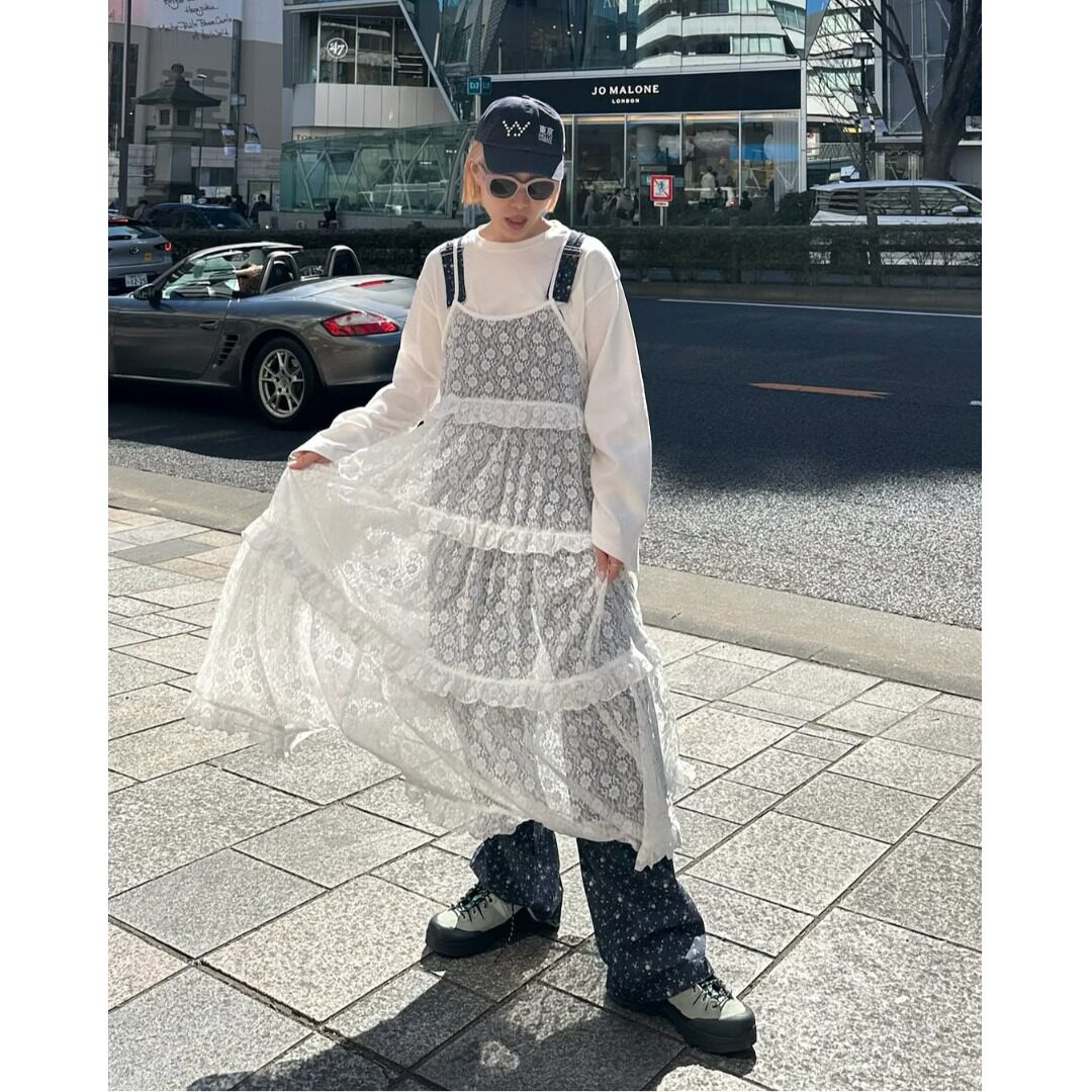 韩国chic2026夏季新品重工层叠蛋糕蕾丝叠穿吊带裙中长款连衣裙