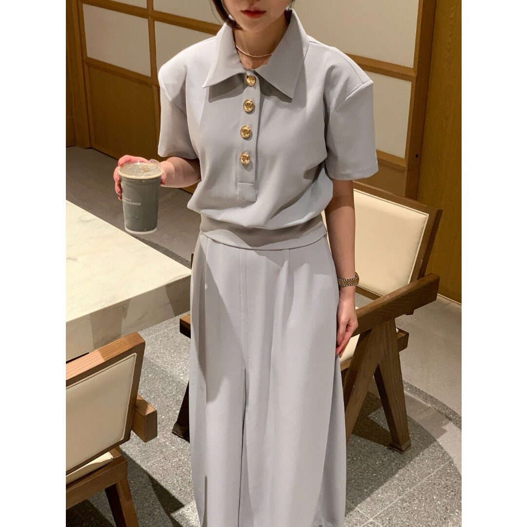 韩国chic2026夏季新品T恤百搭上衣裤子时尚气质百搭两件套装女