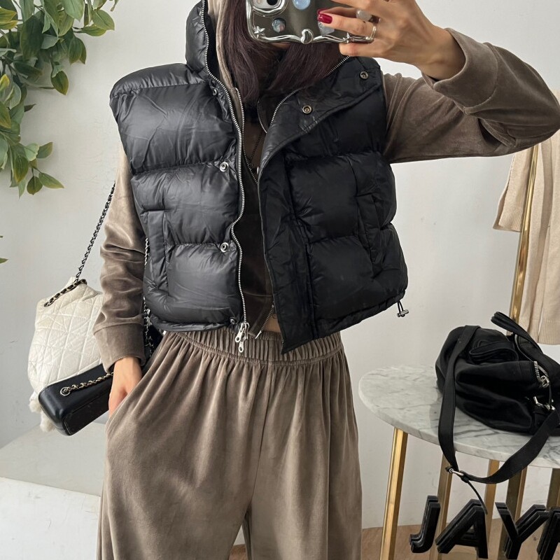 韩国冬款宽松显瘦立领蓬松柔软羽绒棉服马甲2026秋冬新品开衫女