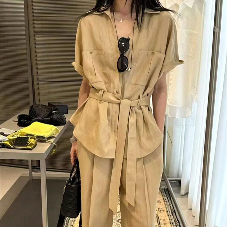 韩国chic2026夏装新款宽松慵懒高级感上衣长裤子百搭两件套装女