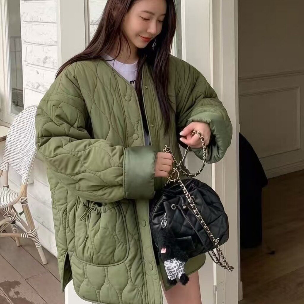 韩国chic2026秋冬新品时尚宽松舒适保暖外套棉服女+短裤两件套装