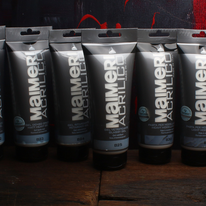 进口MAIMERI莓莉丙烯凝胶亮光亚光缓干效果肌理媒介厚重塑型膏