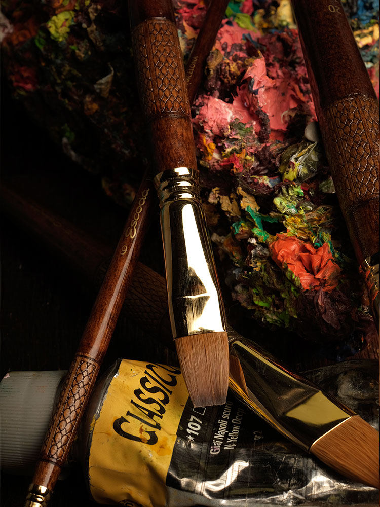 西班牙进口escoda笔皇古典写实油画笔平头貂毛软毛油彩2920水彩笔