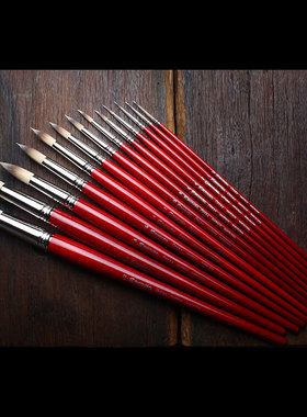 escoda西班牙进口圆尖头长杆油画笔纤维毛丙烯笔高津尼龙毛笔3075