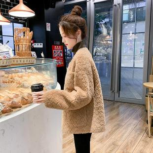 小香风皮毛一体羊剪绒大衣女短款2025秋冬新款颗粒羊羔毛皮草外套