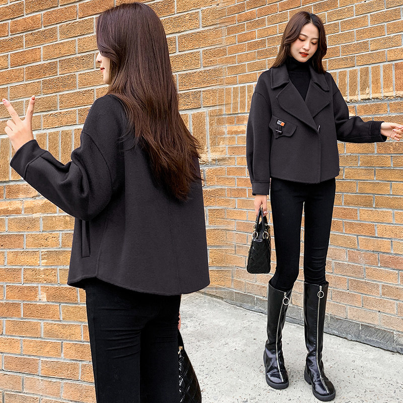 小个子双面羊绒大衣短款2025秋冬季新款女装西装领高端羊毛呢外套
