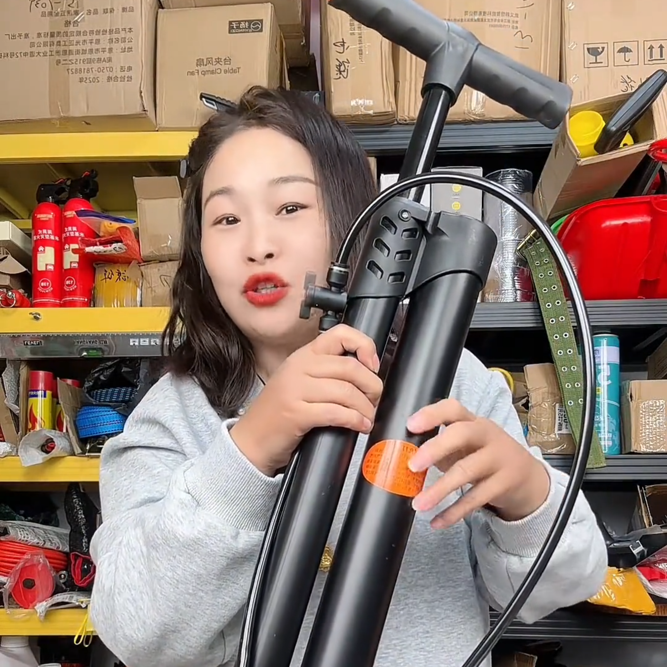 高压打气筒双管爆充便携式自行车电动车摩托车带气压表充气筒