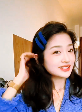 侧边发夹复古港风蓝色发夹女2025新款气质前额刘海后脑勺碎发夹