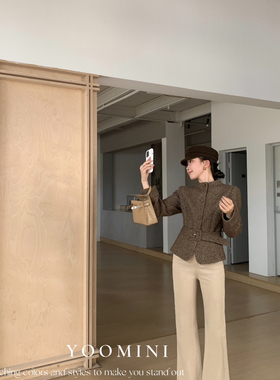 YOOMINI-约显瘦百搭卡其牛仔裤2025秋冬上新牛仔裤M60103-SR卡其