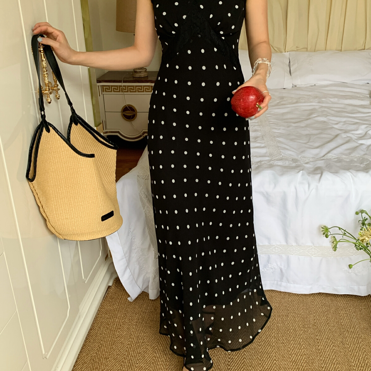 YOOMINI-型修身氛围感度假风2025夏新款长裙连衣裙Y10665-DSY波点