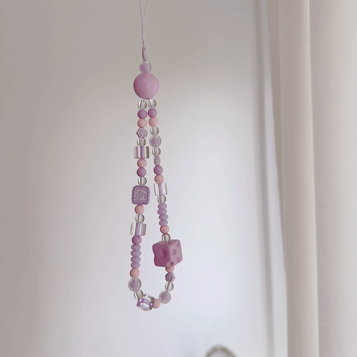 紫色手机链麻将暴富手机挂绳奶酪原创小众夏天挂件超好看相机挂绳