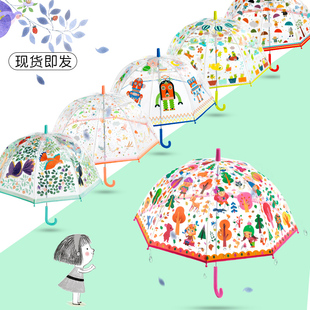 【透明雨伞】法国DJECO 儿童透明雨伞 可爱手绘ins风小雨伞