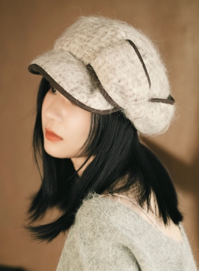 MING 北风中的棉花糖 l 羊驼长毛的氛围感蝴蝶结冬保暖贝雷鸭舌帽