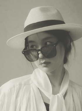 MING 男朋友 l 型很飒仿麻辫法式春夏遮阳白色礼帽中折帽爵士帽