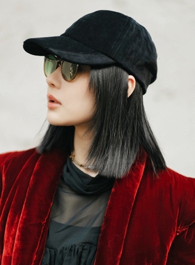 MING 地下丝绒 l 设计师定制面料摇滚诗人妖娆黑色秋冬小众棒球帽