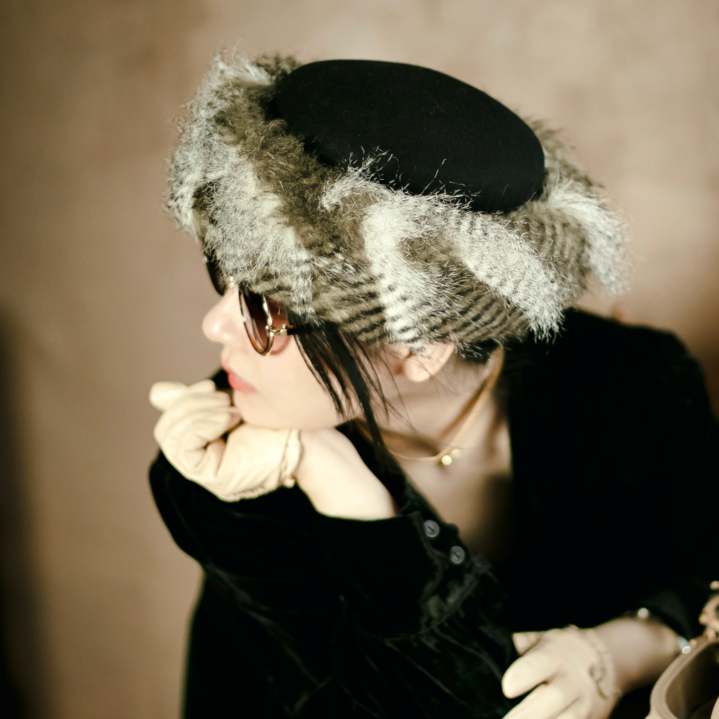 MING 看不见的红场 l 复古原创俄式羽状长绒毛羊毛药盒帽毡帽礼帽