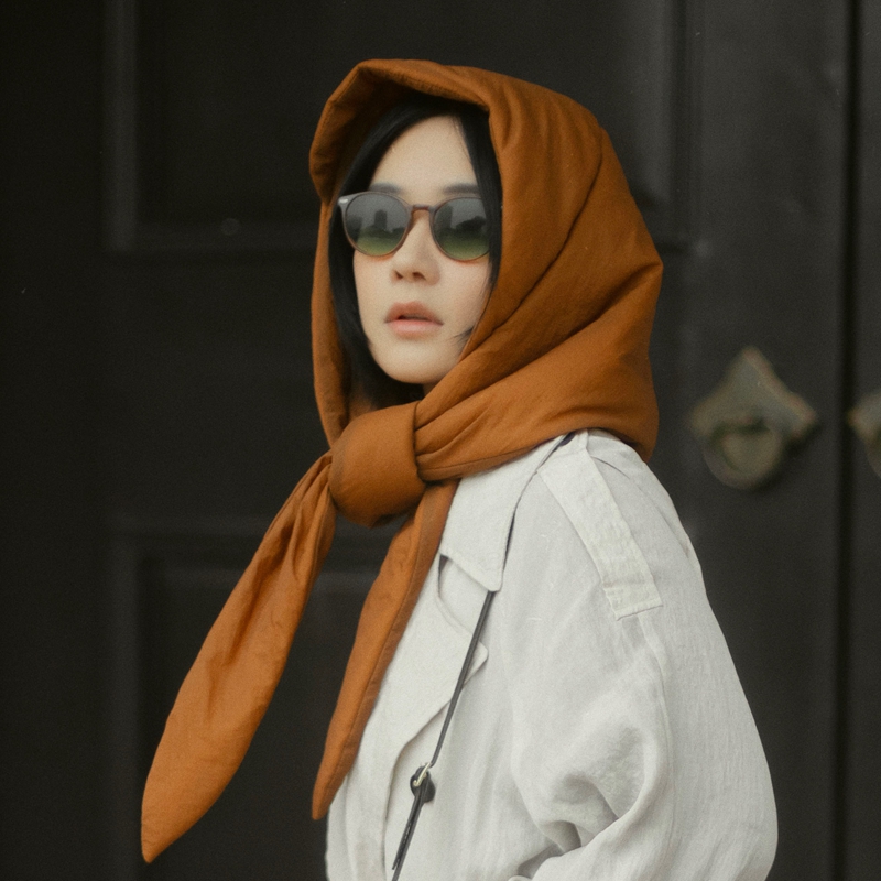 户外英伦复古夹棉保暖帽兜披肩