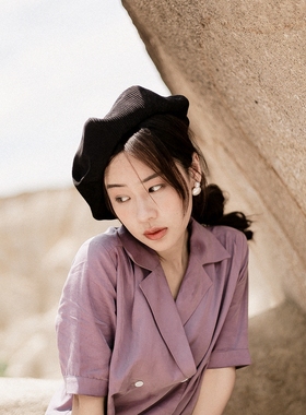 MING 设计和解 l 灯芯绒麂皮绒八角大帽头文艺百搭中性秋季贝雷帽